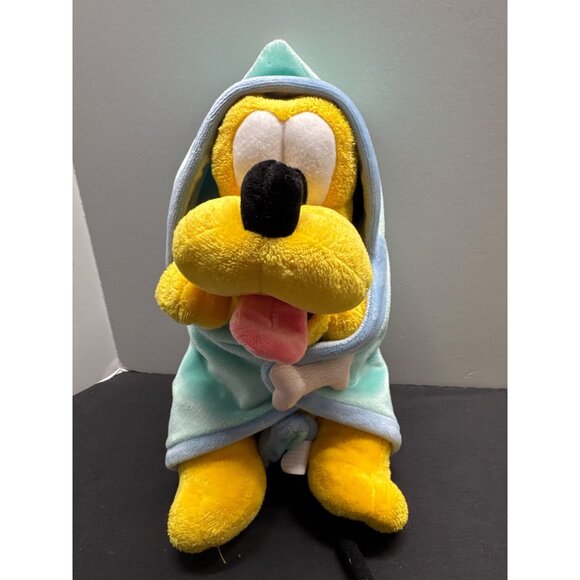 Disney Babies Pluto Plush Toy With Blanket & Bone Stuffed Animal 11" Vintage Col - Picture 1 of 13